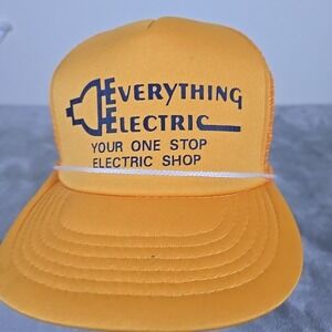 Everything Electric Hat Mens Adjustable Yellow Logo Mesh‎ Trucker Snapback